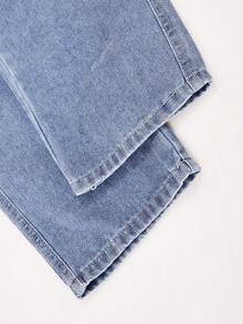 Celana Jeans Denim Kasual Model Lurus, Cocok Untuk Anak Laki-Laki, Gaya Jalanan - Biru - View 6