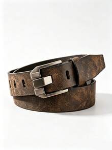 Minimalist Casual Business Vintage Buckle Black/Coffee/Brown PU Leather Belt, Unisex Suitable For Daily Commute, Gift, Family Gift - Multicolor - View 18