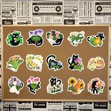 50PCS Cats And Plants Stickers Decals Stationery Guitar Bicycle Laptop Luggage Car Graffiti Sticker - Black - View 6