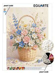 1 Set Of DIY Handmade Pearl Painting, Pearl Flower Pattern Decorative Painting, Comes With Self-Adhesive Pearls And Tools, DIY Handmade Inlaid Pearl Painting, Suitable For Home Decoration, Diamond Painting Kit, Frameless - A - View 1