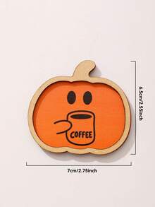 1Pc Halloween Orange Pumpkin Coffee Face Pattern, Layered Border Fridge Magnet, Fun Spooky Style, Pumpkin Silhouette Shape, Coffee Mug Graphic Detail, Decoration Decor For Coffee Machine Fridge Counter Halloween Home Decor - Multi-color G - View 13