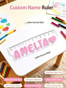 Custom Name Acrylic Ruler, Transparent Acrylic Customized Name Ruler, Personalized 15Cm Straight Measuring Tool, Customized Daily Stationery Accessory, Customizable Gift For Stationery Lovers, Multi-Functional Creative Ruler - Multicolor - View 5