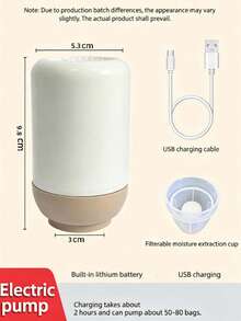 1Pc Handheld Mini Electric Vacuum Pump, Universal Air Extractor For Food Storage Bags Fresh‑Keeping Boxes Sealed Jars, Portable Food Compression Bag Pump, Household Kitchen Preservation Gadget, Gift For Housewarming New Year Graduation - Multicolor - View 2