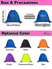 1/3/5pcs Tas Olahraga Serut dengan Nama & Nomor Kustom, Ransel Sepak Bola yang Dipersonalisasi, Tas Latihan Ringan dan Tahan Air, Tas Penyimpanan Sepak Bola Kapasitas Besar, Cocok untuk Pemain Sepak Bola, Remaja, Pria, Wanita, Hadiah Kustom untuk Latihan Kebugaran di Luar Ruangan - MultiWarna - View 13