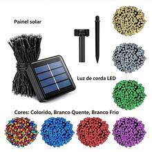 Cordão De Luz LED Solar Fio Verde Escuro,IP65 À Prova D'água,8 Modos,12M/22M,Luz Colorida,Branco Quente,Frio,Decoração Jardim,Natal Ao Ar Livre - Cordão de luzes verde-escuro com fio, alimentado por energia solar - Visão 2
