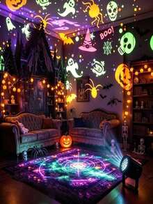 1pc USB Powered LED Halloween Projector Light, 360° Adjustable Angle, Can Project Rotating Ghost, Pumpkin, Skull And Spider Patterns, Suitable For Indoor Walls, Windows And Ceilings, Create Scary Atmosphere, Ideal Home Halloween Party Decoration - Projector Lamp - View 7