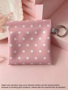 1pc Simple Polka Dot Data Cable Storage Bag, PU Leather Portable Mini Zipper Coin Purse With Keyring, Small Card Holder Wallet, Pocket Organizer For Earphones, Cosmetic Accessories, Multi-Color Casual Mini Bag, Travel Daily Carry Storage Pouch For Women - Multicolor - View 10