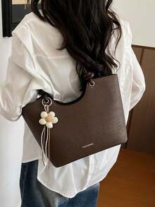Dedoo Women's Shoulder Tote Bag, Large Capacity, Minimalist Coffee Color, Cute Gentle Elegant Floral Charm, Suitable For Shopping And Commuting - Coffee - View 7