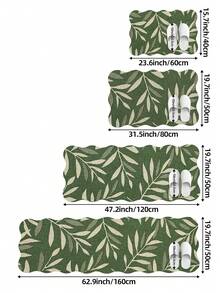 DAJIANG 1pc 3D Printed Woven Long Strip Rug, Leaf Pattern Vintage Green, Kitchen Rug, Long Hallway Runner, Floor Mat, Suitable For Bathroom, Kitchen, Outdoor Hallway, Bedroom, Living Room, Machine Washable, Easy To Clean, Non-Slip Entryway Rug, Bedroom Autumn Decor Accessory - Multicolor - View 3