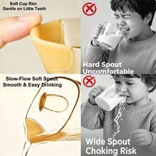 Gelas Latihan Minum Bayi PPSU, Gelas dengan Bukaan Miring, Cocok untuk Pemula, Pinggiran Silikon Lembut, Pegangan Ganda, Tahan Panas dan Anti Jatuh, 200ml - Aprikot - View 5