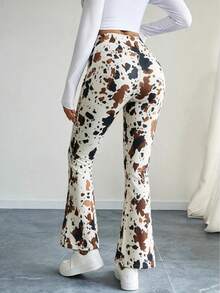 Autumn/Winter Zebra Print Thermal Lined Leggings, Slim Fit Tight Pants, Warm And Comfortable, Suitable For Cold Weather - Black and White - View 2