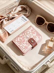 Exquisite Floral Credit Card Holder With Multiple Slots, Large Capacity, Compact And Portable, Suitable For Driver's License, Business Cards And Other Documents, Mini Lightweight Zipper Design, Perfect Gift For Wedding Bride, Mother's Day, Birthday, Holiday, Back To School, Graduation, Christmas, Easter - Multicolor - View 2