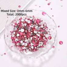 2mm-3mm-4mm-5mm-6mm Mixed Size 1440 Pieces/2000 Pieces/Pack Resin Rhinestone Color Non Heat Fixed Flat Back Adhesive Flash Foaming Rhinestone Jelly Beads For Mugs, Bottles, Rollers, Phone Cases, Handmade DIY Jewelry Accessories - Mixed Size - View 52