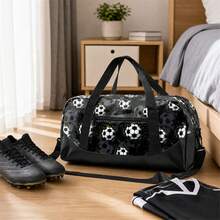 Tas Travel Bermotif Sepak Bola dengan Resleting, Dua Pegangan Atas, Tali Bahu yang Dapat Diatur, dan Kantong Depan, Tas Olahraga Sepak Bola Kapasitas Besar yang Dirancang untuk Anak Laki-laki dan Anak-anak, Cocok untuk Latihan Tim, Olahraga di Gym, Berkemah, Kompetisi Permainan, dan Perjalanan Singkat Akhir Pekan - SEPAKBOLA-2 - View 8