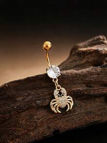 1pc Cute Ocean Crab Belly Button Ring, Stainless Steel Piercing Jewelry For Women, Beach Vacation Wear - Crab - View 8
