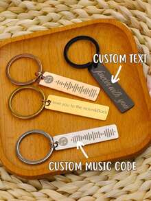 1 Pc Personalized Music Keychain, Custom Your Song Keychain, Scannable Music Card Gift For Christmas, Birthday, Valentine's Day - Black - View 1