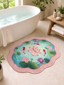 DAJIANG 1PC Lotus & Koi Fish Carpet Area Rug Suitable Bathroom, ,Outdoor, Indoor, Runner Corridor, Bedroom, Living Room, Beside Throw Rugs Machine Washable Rug, Easy Clean Entryway Mat, Anti-Slip Backing Rugs For Bedroom Decor Bathroom Decor Fall Decor - Multicolor - View 7