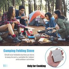 4pcs Mini Folding Camping Stove Set, Random Style, Compact Design With Wind Guard And Fuel Tray, Multi-Purpose Wood/Charcoal Stove, Suitable For Hiking, Camping, Emergency Survival, For Cooking Only, Do Not Contact Food, Suitable For Pots, Pans, Bowls - Multicolor - View 9