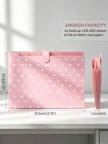 Star Polka Dot Pattern 8-Pocket Expanding File Folder, Accordion Style Paper Organizer With Colorful Labels, Portable Expandable Bill & Receipt Holder, A4 Letter Size Document Storage, Suitable For Home, School And Office Supplies - Multicolor - View 5