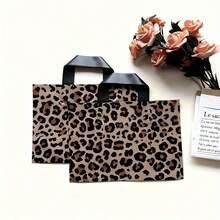 10pcs Vintage Leopard Print Gift Bags With Handles, Foldable And Reusable, Premium Leopard Pattern, Suitable For Retail Stores And Events, Large Capacity Storage, Gift Packaging, Simple And Elegant Design - Multicolor - View 5