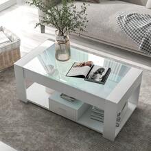 (=WF316882WAA) طاولة قهوة غرفة المعيشة مع سطح زجاجي، حجرات قابلة للقفل ومساحة تخزين، بيضاء 100 * 50 * 40 سم - أبيض - مشاهدة 8