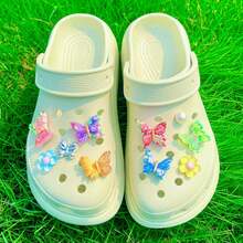 10pcs/Set Bunga & Kupu-kupu 3D dari Resin Dekoratif, Cocok untuk Sandal - Berwarna merah muda - View 9