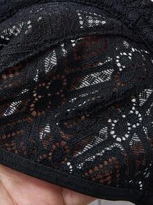 1 Piece French Halloween Black Lace Bra With Steel Support, Breathable Mesh, Comfortable Lingerie, Suitable For Daily Wear And Romantic Nights - Black - View 6