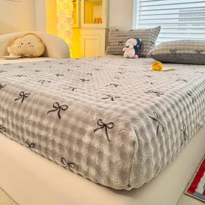 Ensemble de 3 pièces de draps ajustés moelleux, comprend 1 drap ajusté et 2 taies d'oreiller, couvre-matelas moelleux, ensemble de draps ajustés double 3 pièces, chaud et confortable pour l'hiver, doux et agréable pour la peau, convient pour la chambre à coucher de la maison et le dortoir étudiant