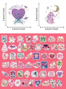 Pastel Fairy Tale Stickers 50Pcs, PVC Decorative Stickers For Laptop, Luggage, Skateboard, Fridge, Phone Case, Guitar, Gift Box Wrapping - Multicolor - View 6