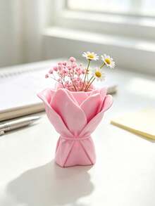 Creative Bouquet Shaped Vase, INS Style Artificial Flower & Dried Flower Holder, Personalized Desktop Decor Ornament, Living Room Bathroom Mini Floral Container, Gentle Girly Home Soft Furnishing Decoration - Multicolor - View 7