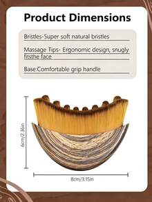 1pc Lymphatic Drainage Facial Brush, Dry Brushing Massager For Facial Contouring & Jawline Sculpting, Ergonomic Design For Snug Skin Fit & Fatigue Relief - Brown - View 8