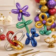 20/40pcs Metallic Color Magic Long Balloons, Latex Twisting Balloons, Latex Balloon Set, Shiny Magic Balloons, Suitable For Animal Sculptures, Birthday, Wedding, Kids Party - Multicolor - View 7