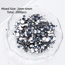 2mm-3mm-4mm-5mm-6mm Mixed Size 1440 Pieces/2000 Pieces/Pack Resin Rhinestone Color Non Heat Fixed Flat Back Adhesive Flash Foaming Rhinestone Jelly Beads For Mugs, Bottles, Rollers, Phone Cases, Handmade DIY Jewelry Accessories - Mixed Size - View 22