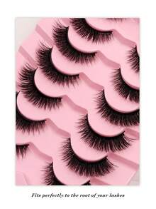 Asiteo 7 Pairs Natural Look Faux Mink False Lashes 3D Volume Fake Eyelashes Easy To Wear - Perfect For Daily Use And Romantic Dates - Black - View 2