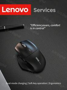 Lenovo Mouse Nirkabel, Mouse Isi Ulang Mode Ganda, Koneksi 2.4G/BT, Mouse Gaming Ergonomis, Bahan Ramah Kulit, Genggaman Nyaman, Serbaguna untuk Kantor, Rumah, Gaming, Kompatibel dengan Berbagai Perangkat, Daya Tahan Baterai Lama - Hitam - View 12
