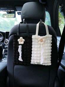1pc Car Hanging Multi-Function Tissue Bag, Suitable For Front And Rear Seats, Can Be Used As A Tissue Box. - A - View 9