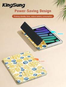 Kingsung Casing Pelindung Tablet Akrilik Motif Blueberry & Lemon, Slot Pena Terintegrasi, Kompatibel dengan Pad Mini6/Mini7/9.7/10.2/10.9/Pro 11, Pad Air 8(M4)2026(11-Inch), Pad 10 2022(10.9-Inch), Pad 11(A16) 2025(11-Inch) dan Model Lainnya. - MultiWarna - View 6
