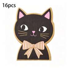 16pcs Black Cat Bowknot Disposable Napkins Halloween Cat Theme Party Decoration Napkins Halloween Party Decoration - Napkins - View 6