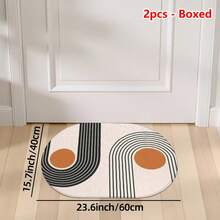 1pc Oval Flannel Door Mat, Soft Comfortable Absorbent Non-Slip Washable With Anti-Slip Backing, Suitable For Entrance, Living Room, Patio, Bedroom, Kitchen, Laundry Room, Bathroom, Multi-Functional Home Floor Mat, Entryway Rug, Kitchen Bathroom Carpet, Holiday Decor - Multicolor - View 11