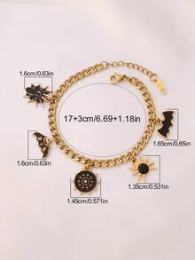 1pc Stainless Steel Halloween Ghost Spider Bat Pendant Bracelet For Women Funny Mummy Pumpkin Chain Bracelets Jewelry Party Gift - Bracelet - View 6