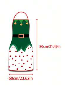 2pcs/1pc Christmas Aprons For Men And Women -Dark Green Fairy Print Pattern, Couple Aprons For Men And Women, Suitable For Christmas Party, Apron Kitchen - Multicolor - View 5