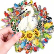 56pcs Colorful Parrot Bird Stickers, PET Transparent Decals, Vivid Parrot Bird Stickers For Journal, Notebook, Planner, Nature Theme - 56pcs - View 20