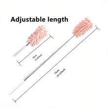 Cute Pink Microfiber Car Duster Brush With Extendable Handle – Soft & Bendable Interior Cleaning Tool For Dashboard, Vents & Touchscreens - A - View 3