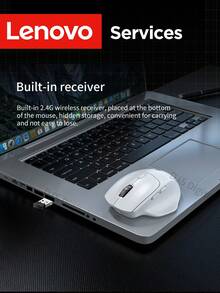 Lenovo 无线鼠标，双模可充电鼠标，2.4G/BT 连接，人体工学游戏鼠标，亲肤材质，握感舒适，适用于办公室、家庭、游戏等多种用途，兼容多种设备，电池寿命长 - 白色 - 查看 6