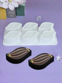 6-Cavity Wavy Leaf Mousse Cake Mold, Leaf Chocolate Silicone Mold, DIY Baking Tool - Multicolor - View 10