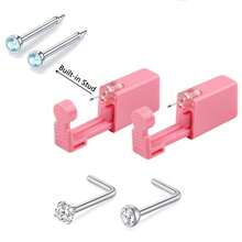 Nose Piercing Kit, 2 Packs Nose Piercing Gun With Built In Nose Ring, Replaceable 2 Pcs Nose Stud,For Self Nose Piercing - Pink - View 15