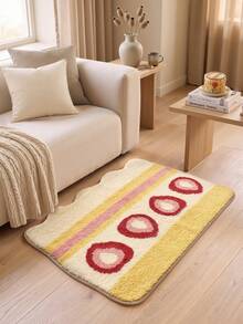 1pc Bathroom Floor Mat Carpet, Flocked Soft Touch, Cake Pattern, TPR Non-Slip Backing, Suitable For Kitchen, Outdoor, Indoor, Hallway, Bedroom, Living Room, Bedside, Machine Washable Easy To Clean, Autumn Bathroom Decor Rug - Multicolor - View 4