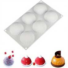 6-Cavity Semi-Circular Spiral Ice Cream Mousse Mold, Christmas Hat Bread Silicone Cake Mold, Chocolate Mold - Multicolor - View 5