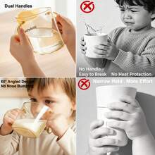 Gelas Latihan Minum Bayi PPSU, Gelas dengan Bukaan Miring, Cocok untuk Pemula, Pinggiran Silikon Lembut, Pegangan Ganda, Tahan Panas dan Anti Jatuh, 200ml - Aprikot - View 4