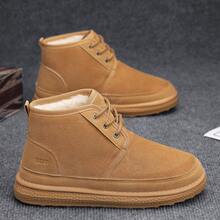 Men's Winter Snow Boots Warm Ankle Boots Rugged Suede Material Outdoor Casual Wear - Khaki - View 2